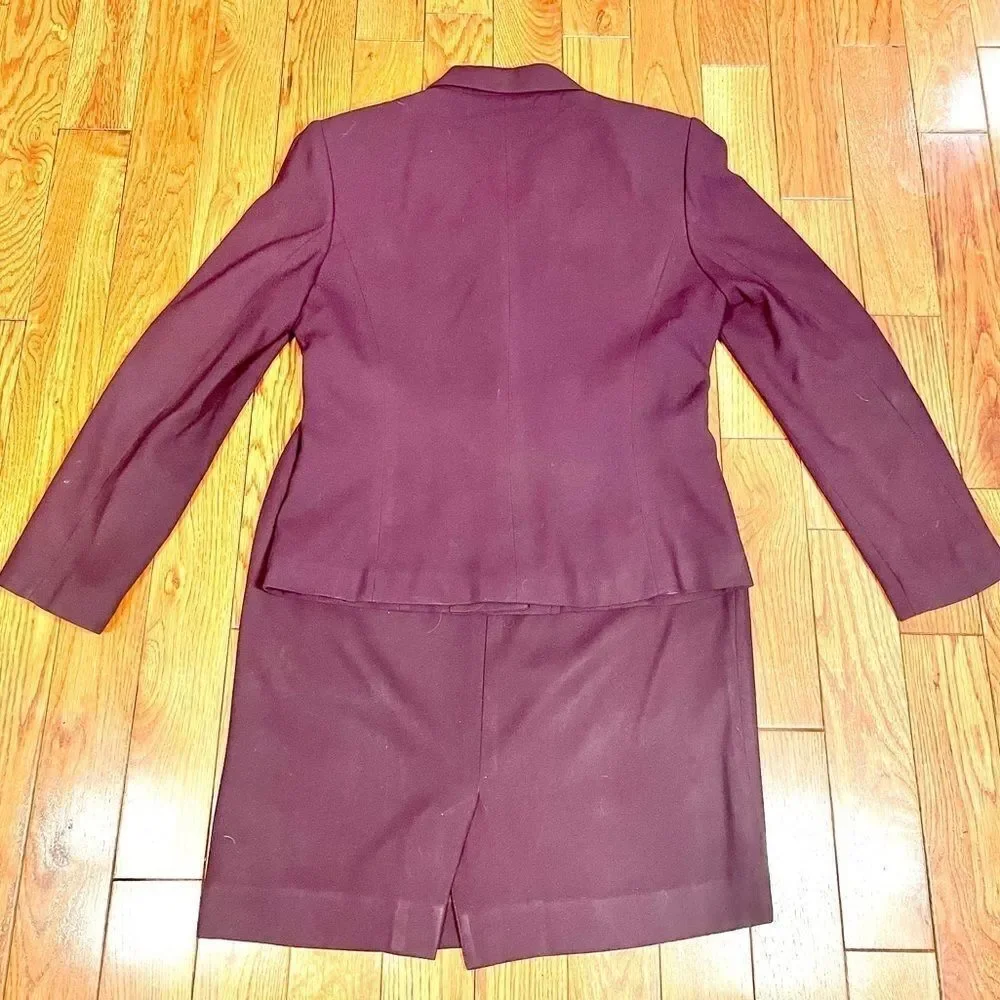 VINTAGE EGGPLANT COLLAR SUIT by KASPER for ASL S-8 - Picture 8 of 9